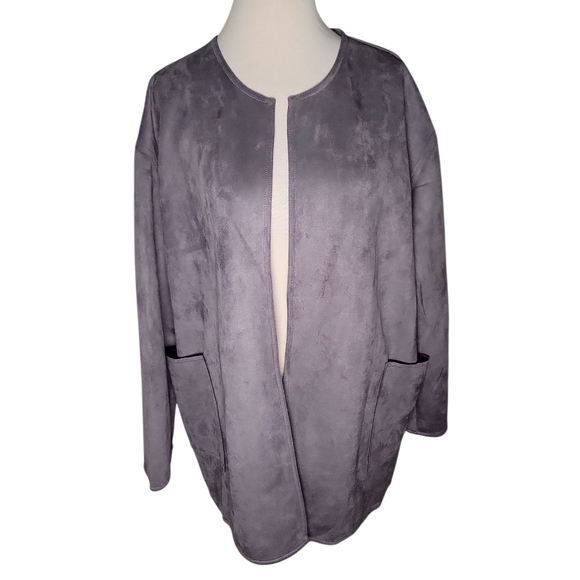 NWOT POL Women's Faux Suede Over Sized Open Front Jacket - Picture 1 of 6